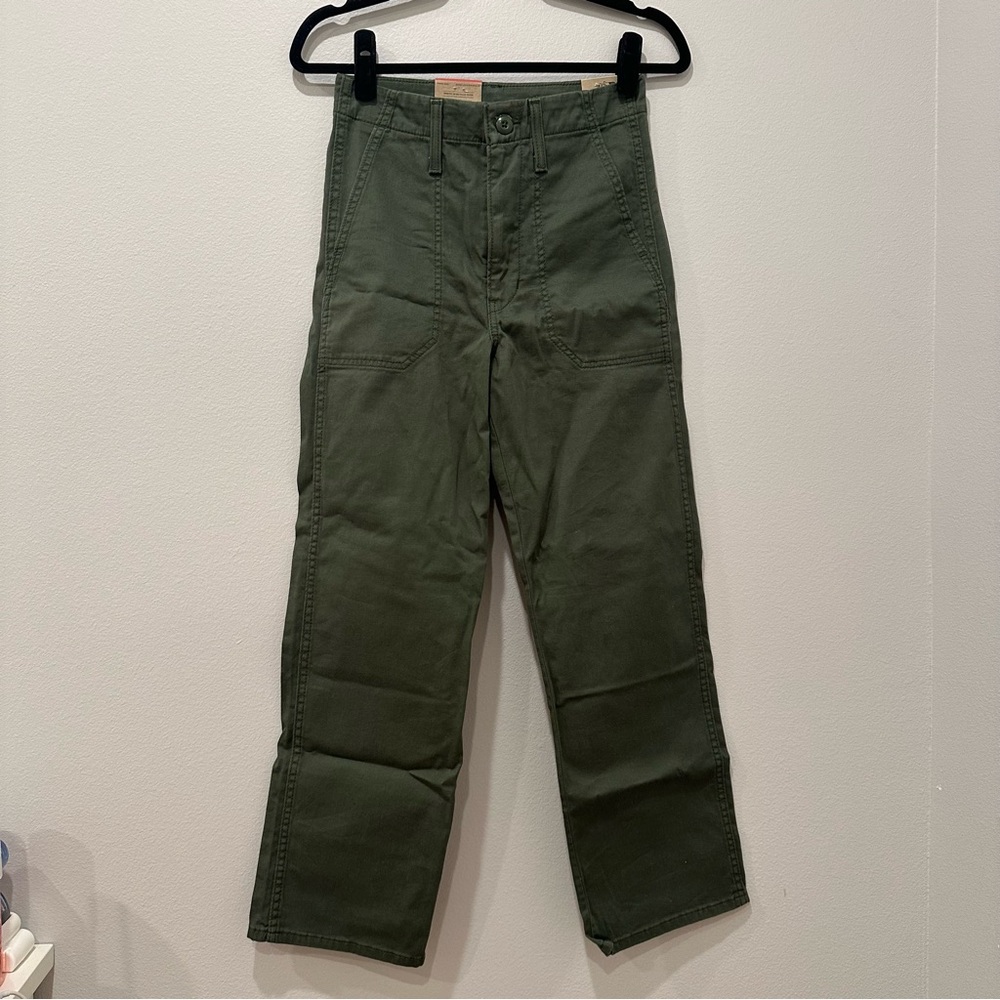Army Green Levi High Rise Straight Pants